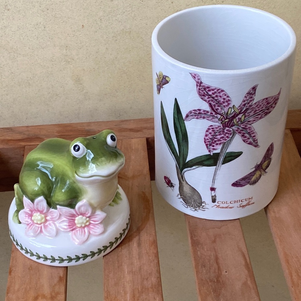 PORTMEIRION ceramic vase /container for spoons utensils & one salt/pepper shaker